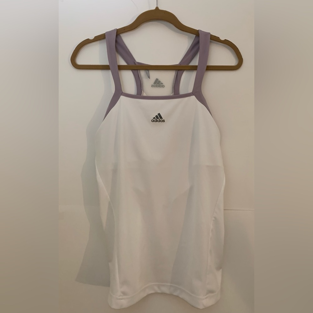 Adidas Cream and Purple Mesh Tank